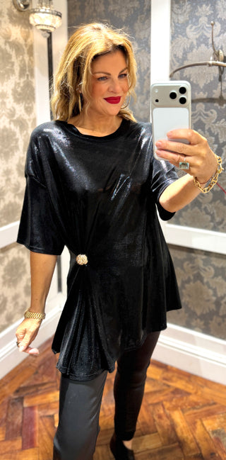 Alice - Top- Wet Look- Black