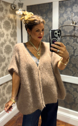 Rowan Loose Mohair Cardi - Mink Brown
