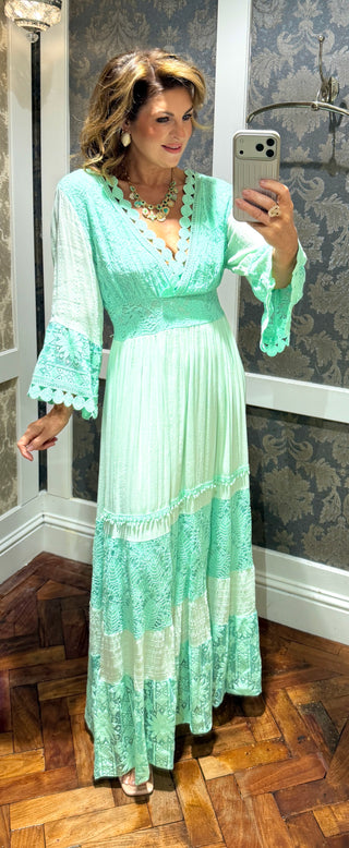 Calista Cotton Dress - Mint Green
