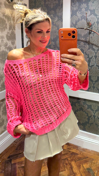 Dolly Cotton Crochet Knit - Fluor Pink