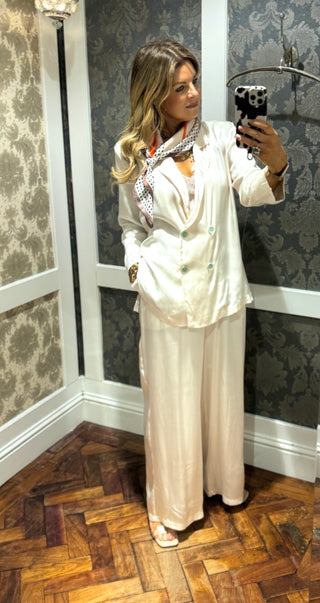 Wendy Satin Suit - Cream