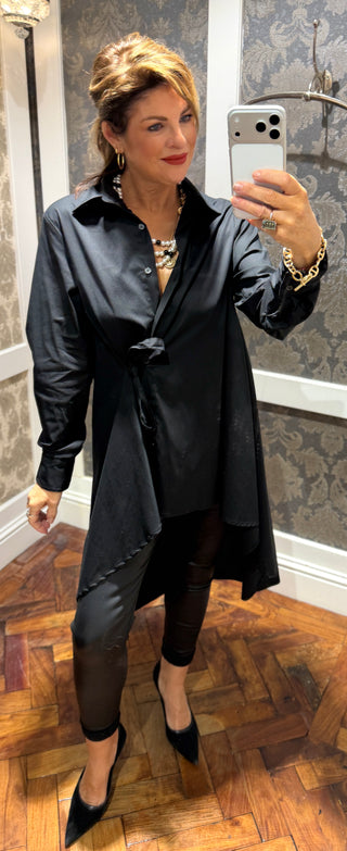 Izzy- Black Shirt-Ribbon Tie