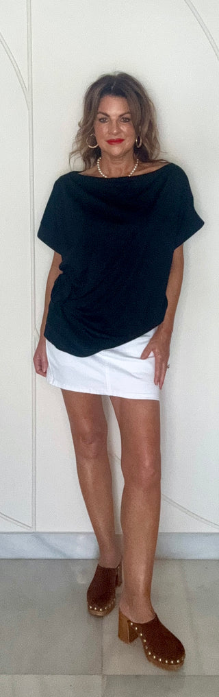 Rose Draping Top - Black