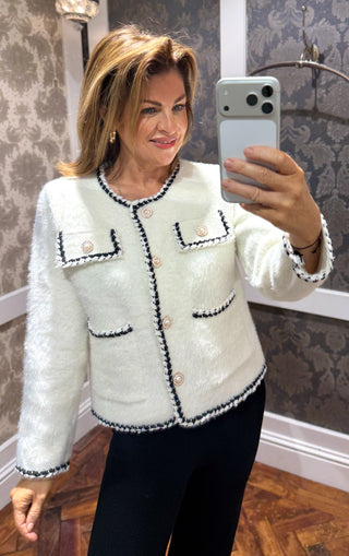 Honey Chanel Inspired Bouclé Jacket Cream