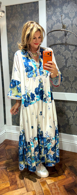 Nellie Cotton Long Dress - China Blue