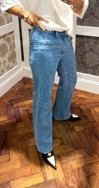Braid Waist Jean - Summer Blue