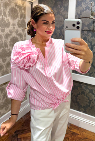 Getti Pink Pinstripe Blouse
