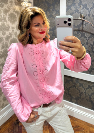 Esha Boho Cotton ￼Blouse - Pink