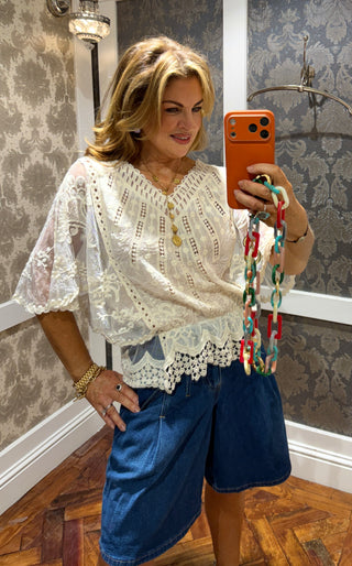 Lautrec Lace Top - Cream