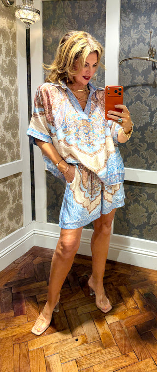 Sienna Silk Co-Ord - Blue