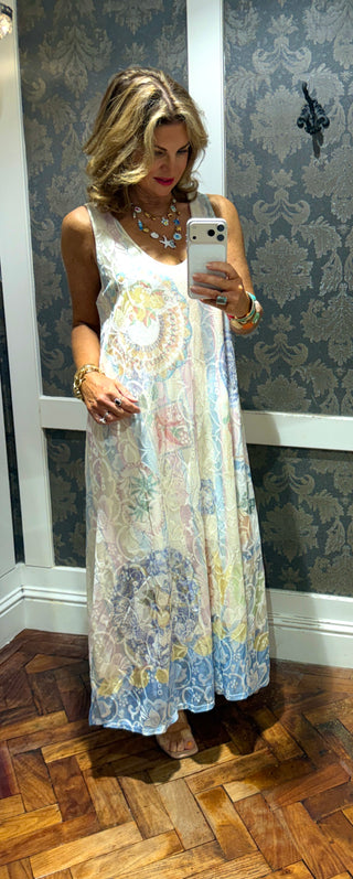 Mediterranean Pastel Lace Dress