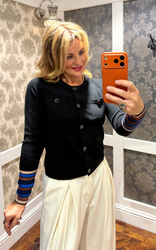 Elsa Contrast Cuff Cardigan- Derhy