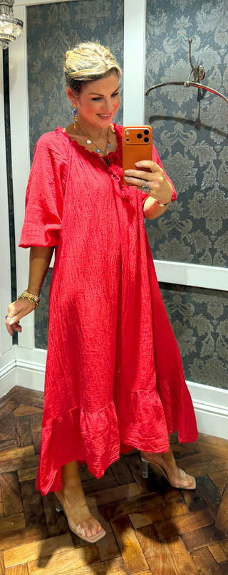 Sandie Cotton Dress - Red