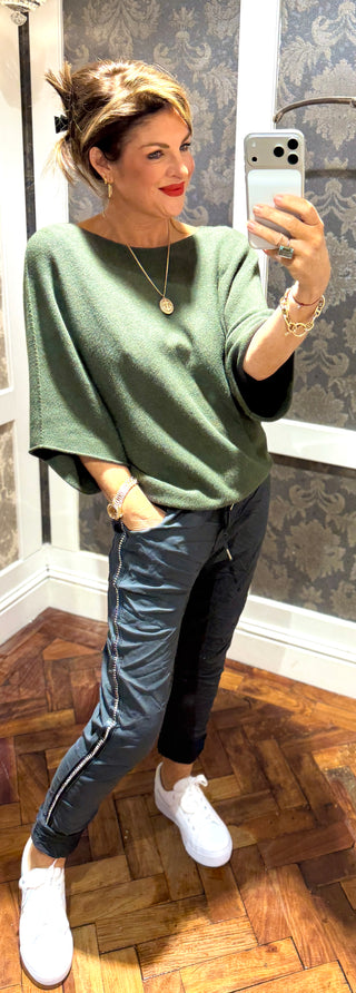 Sophia- Bat Sleeve- Green Knit