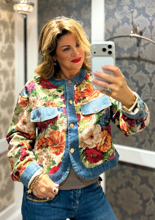 Daisy Demin Trim Jacket - Floral