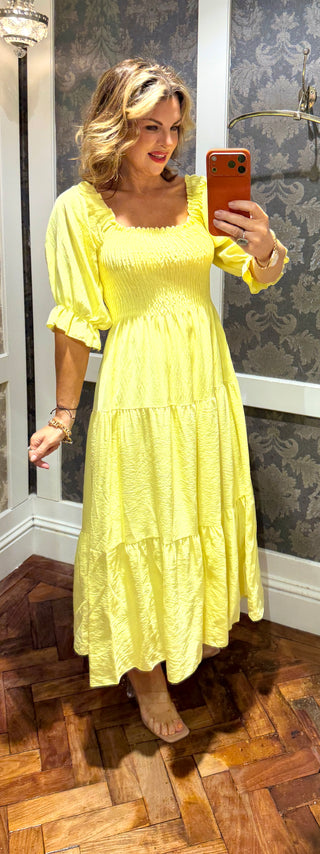 Goldie Puff Sleeve Dress - Yellow