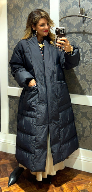 Sana Long Duck Down Puffa Coat - Black