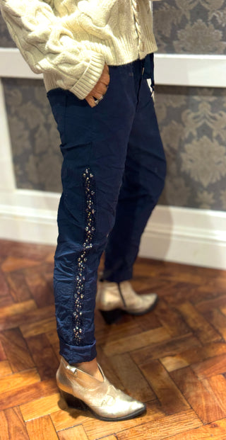 Magic Pant Sequin Embroidered - Navy