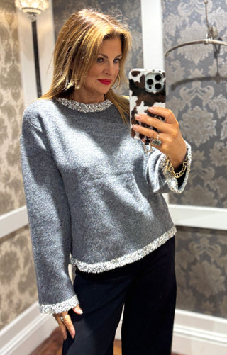 Candy Rustic Edge Grey Sweater
