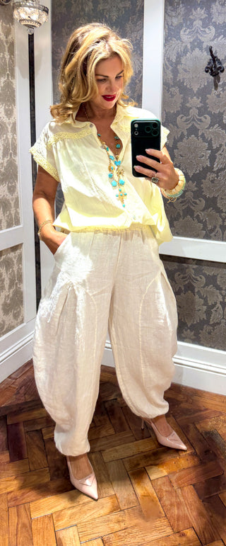 Calla Linen Trousers- Beige