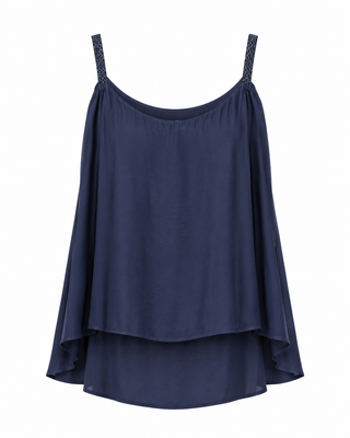 Ryder Silk Tank Top - Navy