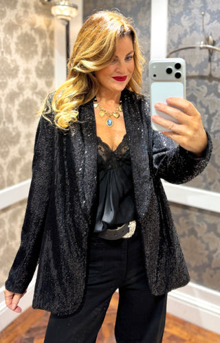Tazmin- Black Sequin-Blazer