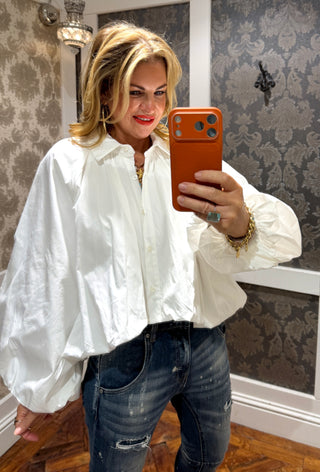 Riva Balloon Shirt Jacket- White