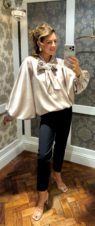 The Pearl Bow Top - Champagne