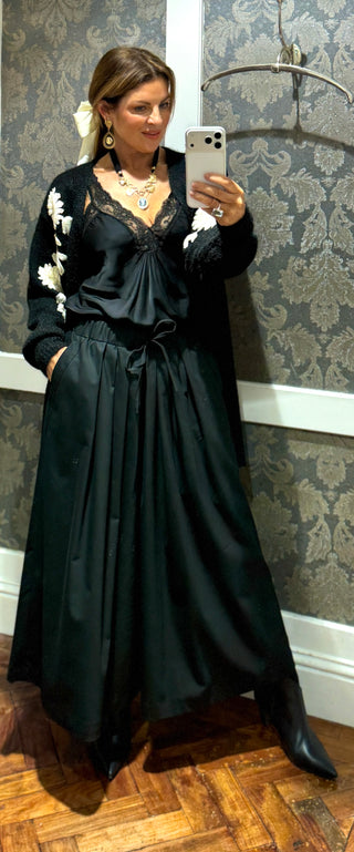 Fifi - Wide Leg Pleated Palazzo With Pockets -Black