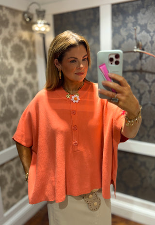 Noble Button Loose Knit - Orange