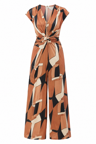 Lovisa Jumpsuit- Orange / Black/Cream - Geo
