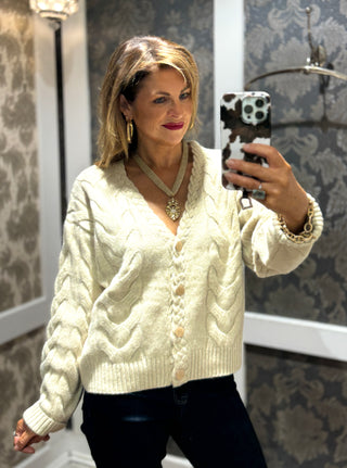 Ottili Cable Mos Mosh Cardigan - Cream
