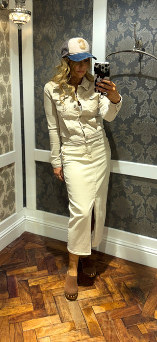 Sabrina Denim Jacket - Cream Beige