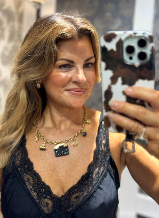Chanel Bag Charm Necklace - Black