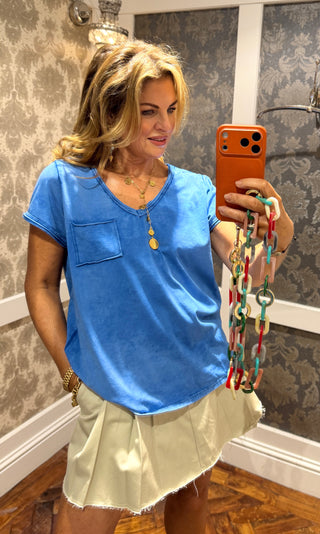 Pocket Cotton T-shirt - Blue