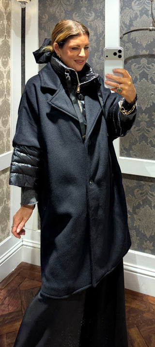 Holly Wool Puffa Coat- Black