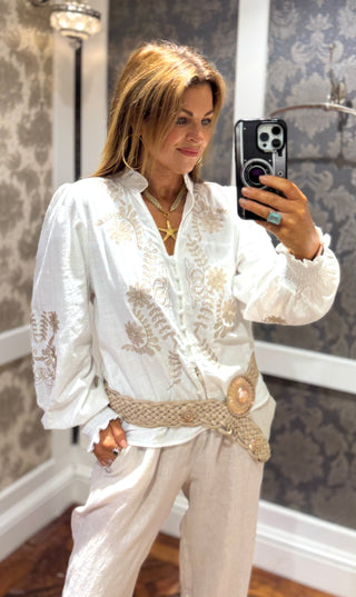 Julius Embroidered Blouse - White