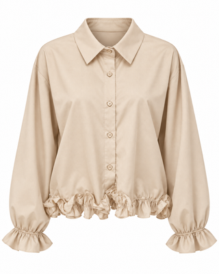 Romy Ruffle Shirt - Beige