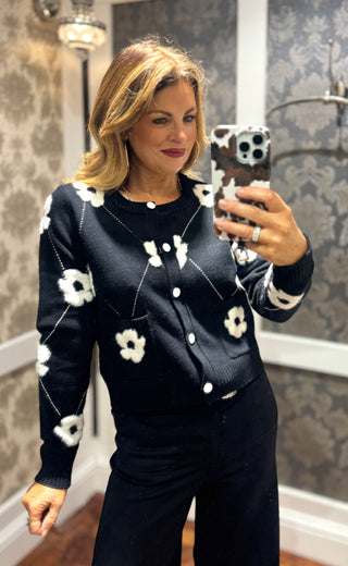 Bastelica Black Flower Cardi