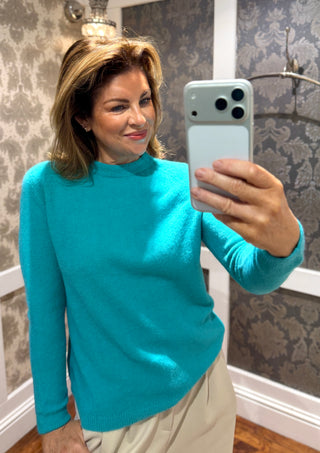 The Capri Knit Soft Crew Neck Jumper in Turquoise