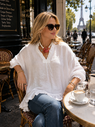 Zuri Linen Blouse - White