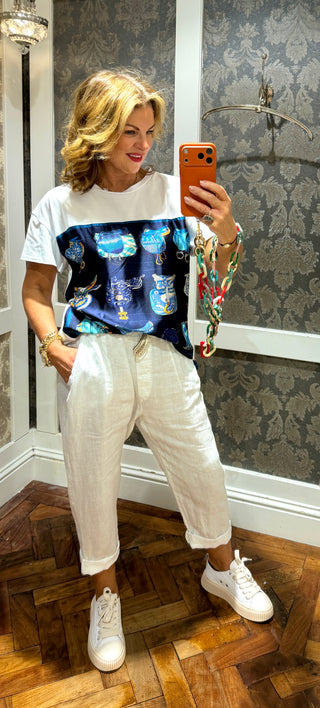 Lottie Linen Trouser - White