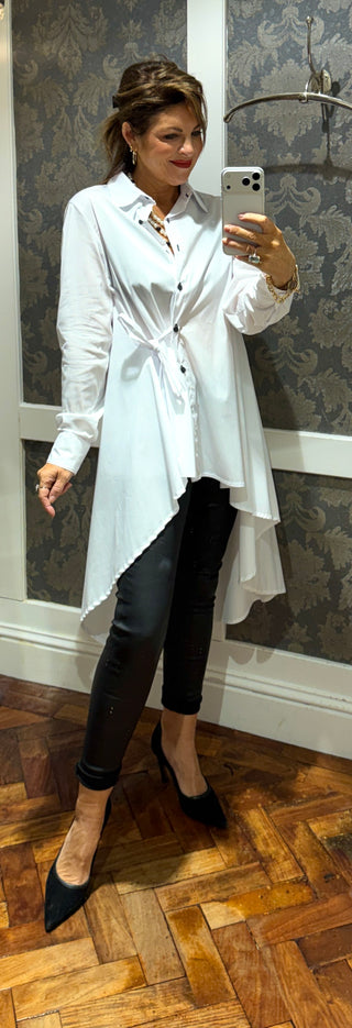 Izzy -Ribbon Tie-Shirt- White