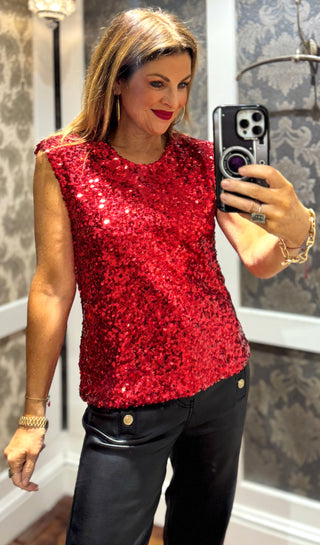Roxy- Sequin Top - Red