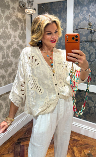 Marina Cotton Kimono Cardi - Cream ** PRE-ORDER EST DESPATCH 19 JUNE**