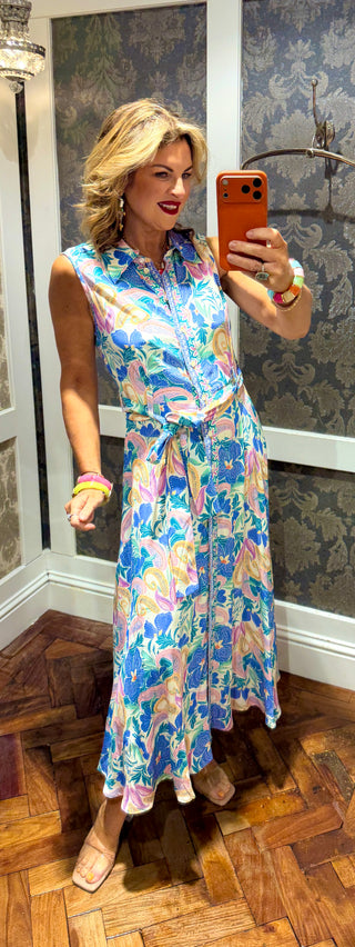 Marthe Button up Dress Floral Blue
