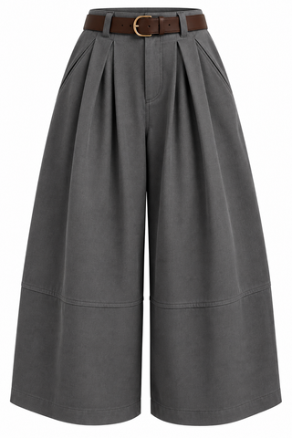 The Marlow Belted Culottes - Charcoal Grey