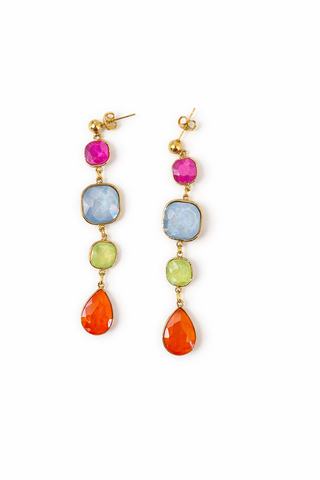 Multi Gem Drop Earrings