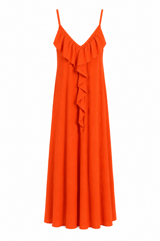 Leila Ruffle Dress- Orange