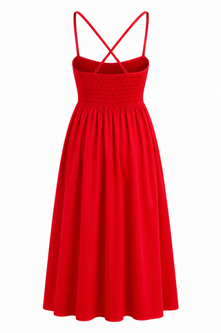 Genevieve Cotton Dress- Red